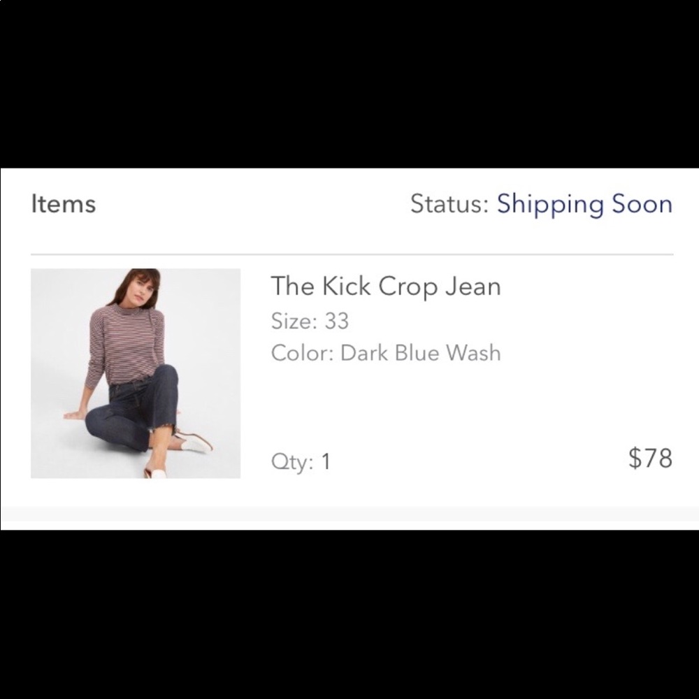 NWOT Everlane Kick Crop Jeans Size 33